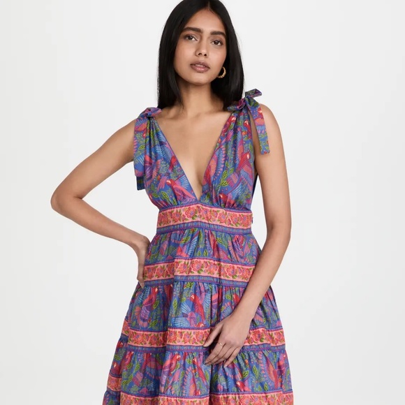 Farm Rio Full length Blue Print Dress - Picture 3 of 11